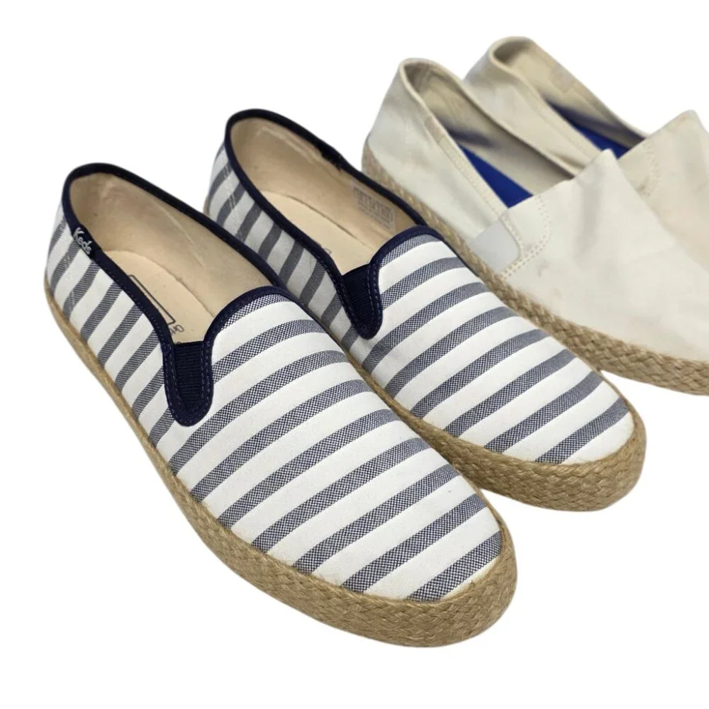 Keds Ortholite Slip On Shoes, Espadrilles, Striped, Cream, Casual, Set of 2, 9.5 - Picture 3 of 12